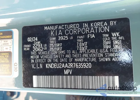 2024 Kia Seltos из США, поврежденный, VIN 0KNDE2AA2R7635920